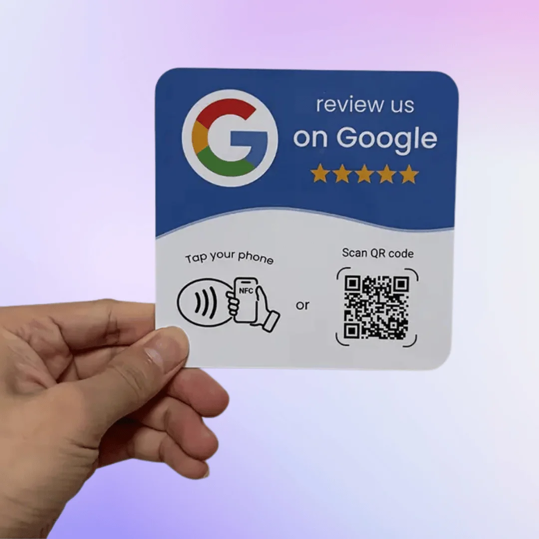Google Review Plaque — Wall-Mounted NFC + QR Display | NFC Google review card for Canada