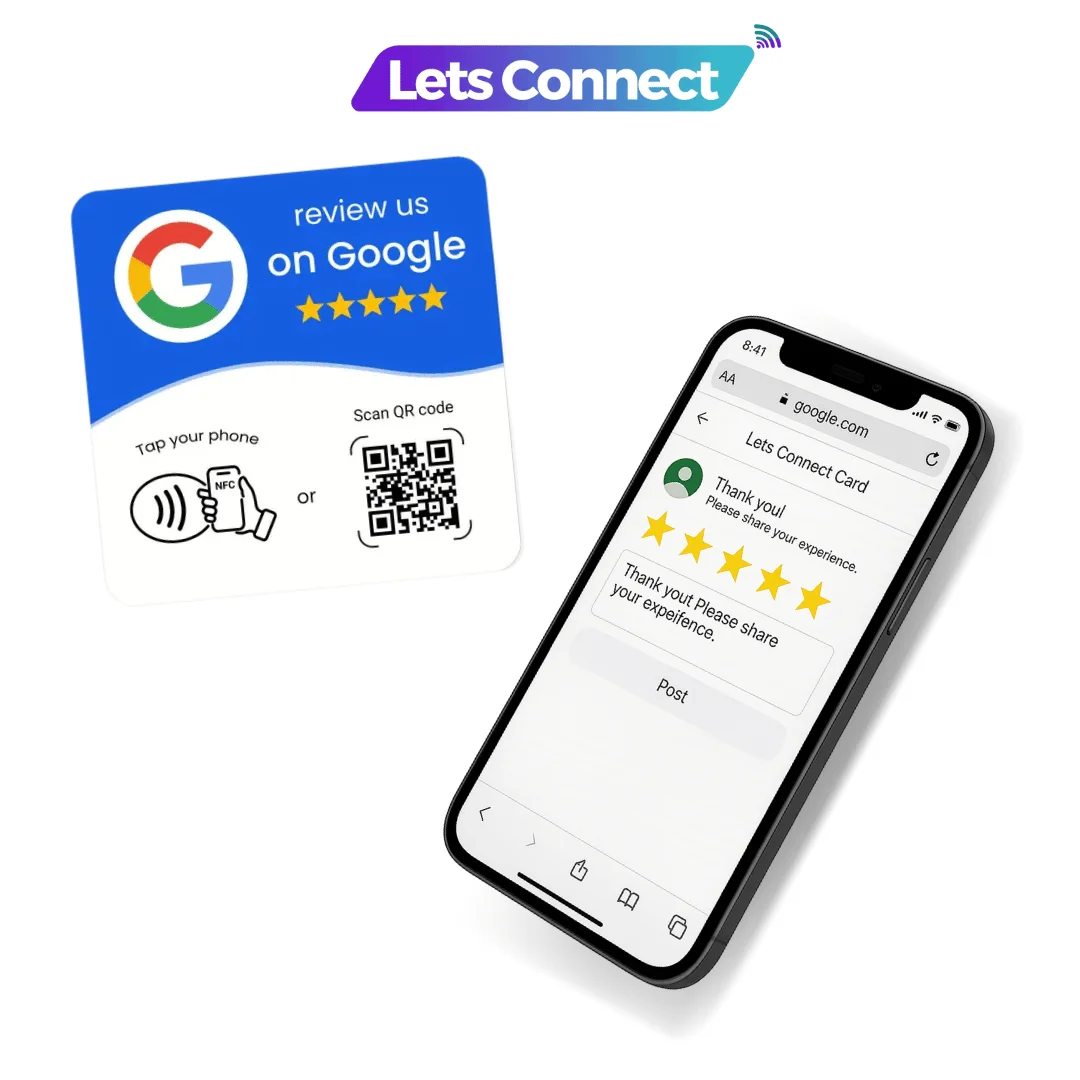 Google Review Plaque Wall-Mounted NFC + QR Display — NFC Google review card showcase 4 (Canada)