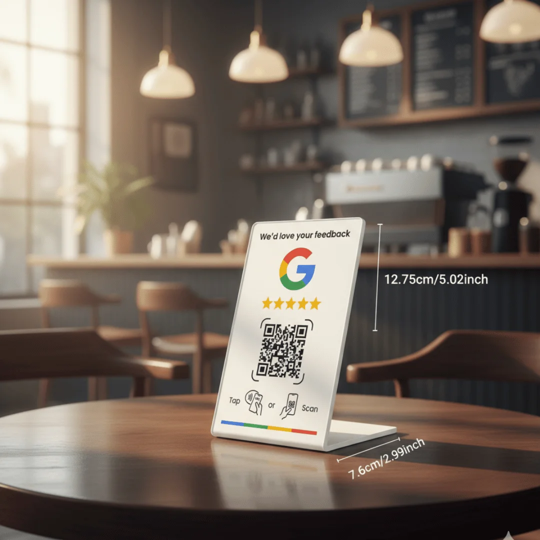 Google Review Stands Counter-Top NFC + QR Display โ NFC Google review card showcase 3 (UAE)