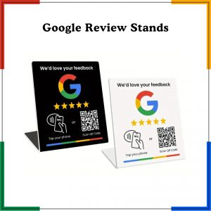 NFC & QR Google Review Stands – Easy Feedback Collection - Black and White